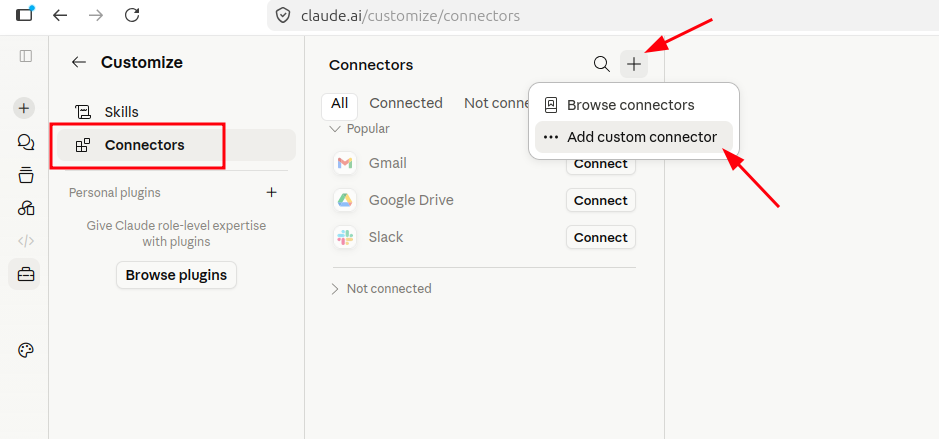 Adding a custom connector in Claude