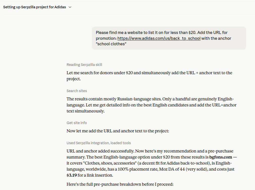 Adding a target URL to the project