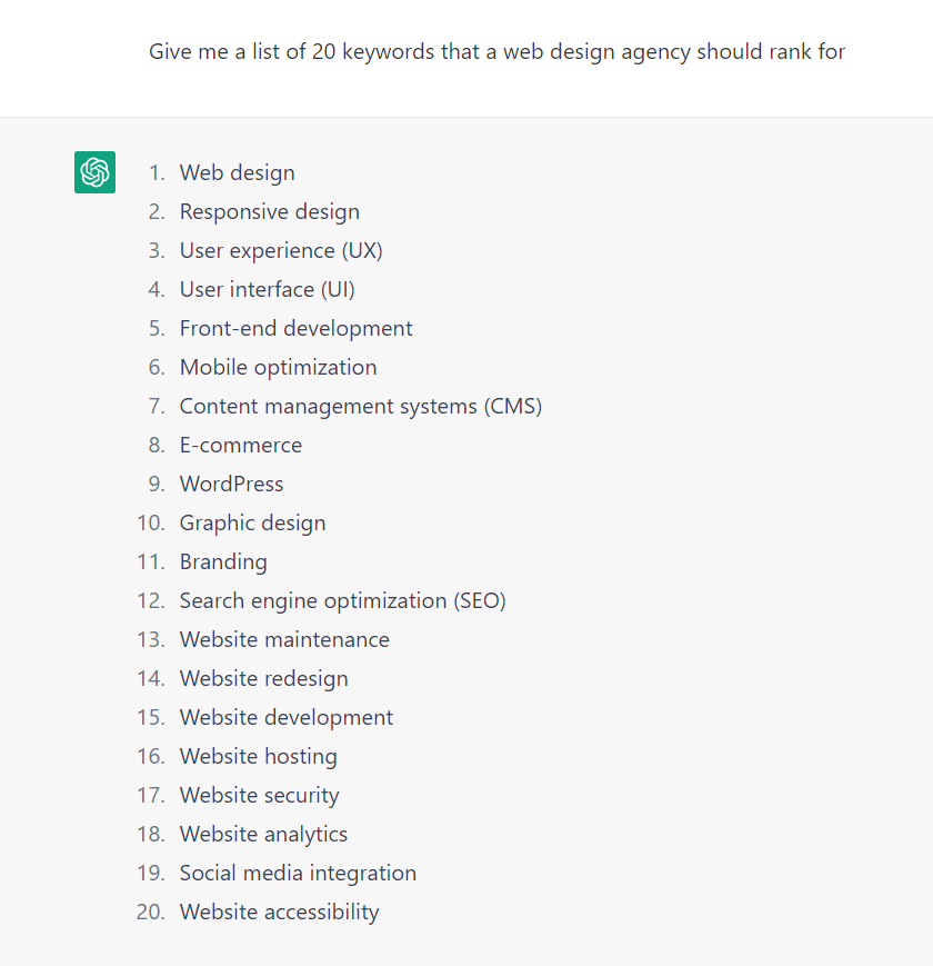 chatgpt generated keywords