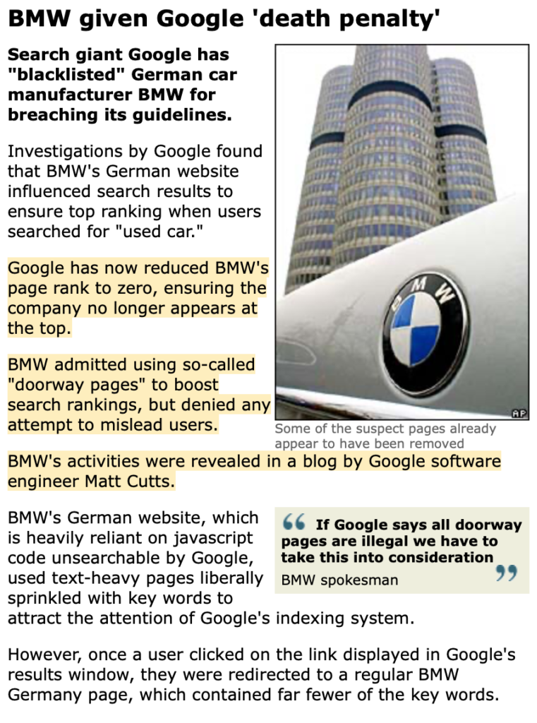 BMW penalty for unnatural links