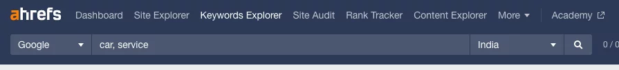 Ahrefs keyword search